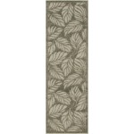 Rug Unique Loom Outdoor Botanical Gray Runner 2' 0 x 6' 0