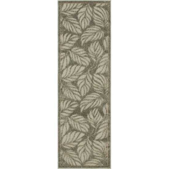 Rug Unique Loom Outdoor Botanical Gray Runner 2' 0 x 6' 0