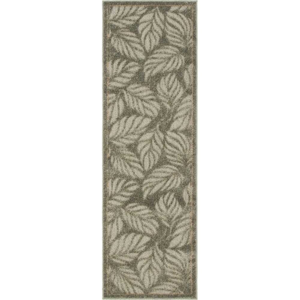 Rug Unique Loom Outdoor Botanical Gray Runner 2' 0 x 6' 0