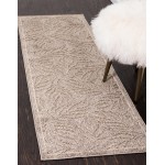 Rug Unique Loom Outdoor Botanical Gray Runner 2' 0 x 6' 0