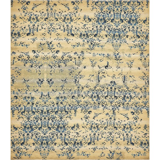 Rug Unique Loom Outdoor Botanical Beige/Blue Rectangular 10' 0 x 12' 0