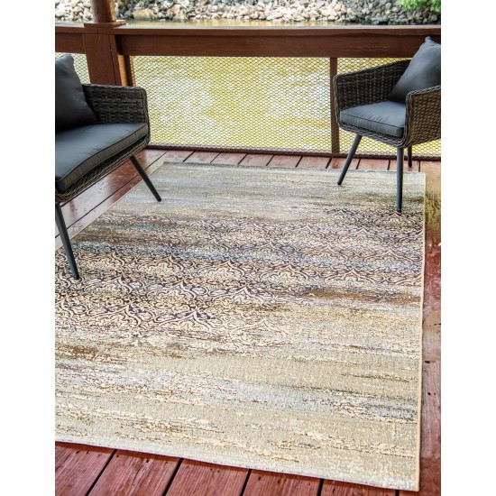 Rug Unique Loom Outdoor Botanical Beige Rectangular 10' 0 x 12' 0