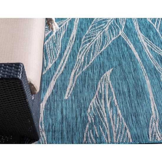 Rug Unique Loom Outdoor Botanical Teal Rectangular 9' 0 x 12' 0