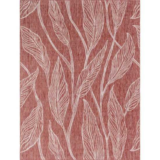 Rug Unique Loom Outdoor Botanical Rust Red Rectangular 9' 0 x 12' 0