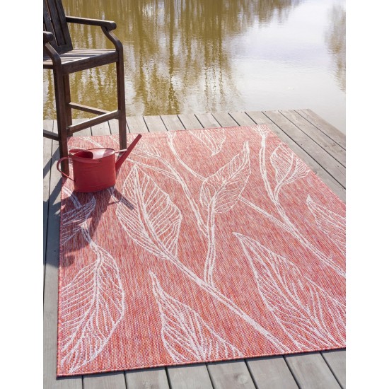 Rug Unique Loom Outdoor Botanical Rust Red Rectangular 9' 0 x 12' 0