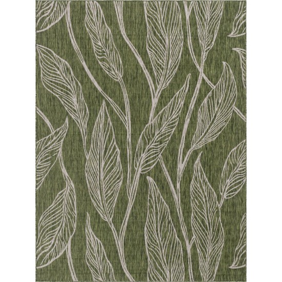 Rug Unique Loom Outdoor Botanical Green Rectangular 9' 0 x 12' 0