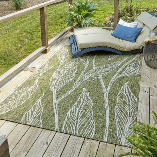 Rug Unique Loom Outdoor Botanical Green Rectangular 9' 0 x 12' 0