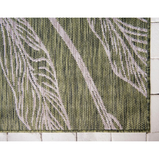 Rug Unique Loom Outdoor Botanical Green Rectangular 9' 0 x 12' 0