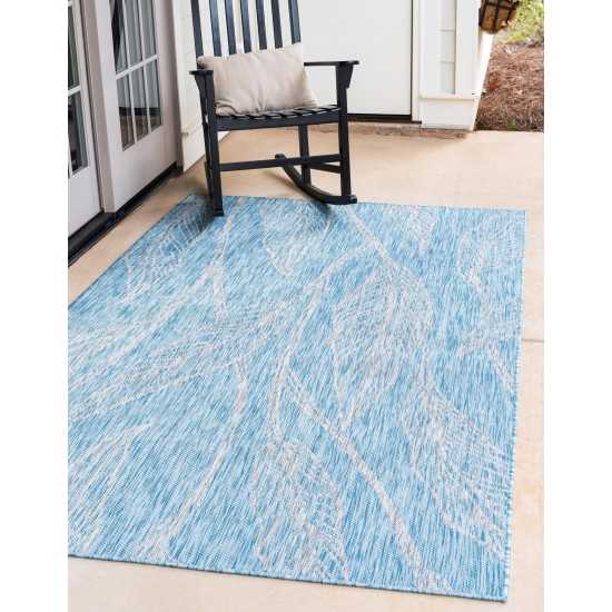 Rug Unique Loom Outdoor Botanical Aqua Blue Rectangular 9' 0 x 12' 0