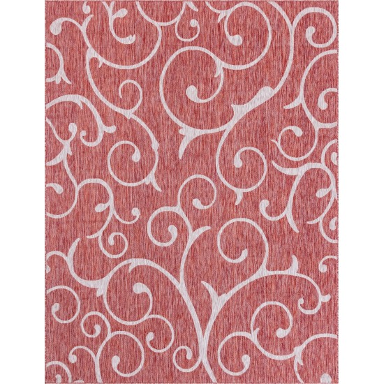 Rug Unique Loom Outdoor Botanical Rust Red Rectangular 9' 0 x 12' 0