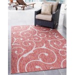 Rug Unique Loom Outdoor Botanical Rust Red Rectangular 9' 0 x 12' 0