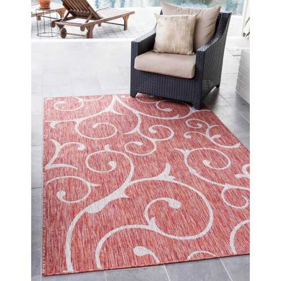 Rug Unique Loom Outdoor Botanical Rust Red Rectangular 9' 0 x 12' 0