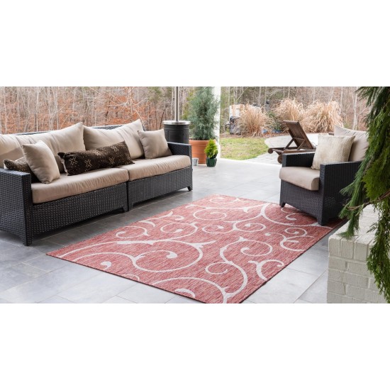 Rug Unique Loom Outdoor Botanical Rust Red Rectangular 9' 0 x 12' 0