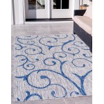 Rug Unique Loom Outdoor Botanical Light Gray Rectangular 9' 0 x 12' 0