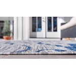 Rug Unique Loom Outdoor Botanical Light Gray Rectangular 9' 0 x 12' 0