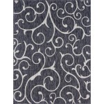 Rug Unique Loom Outdoor Botanical Charcoal Gray Rectangular 9' 0 x 12' 0