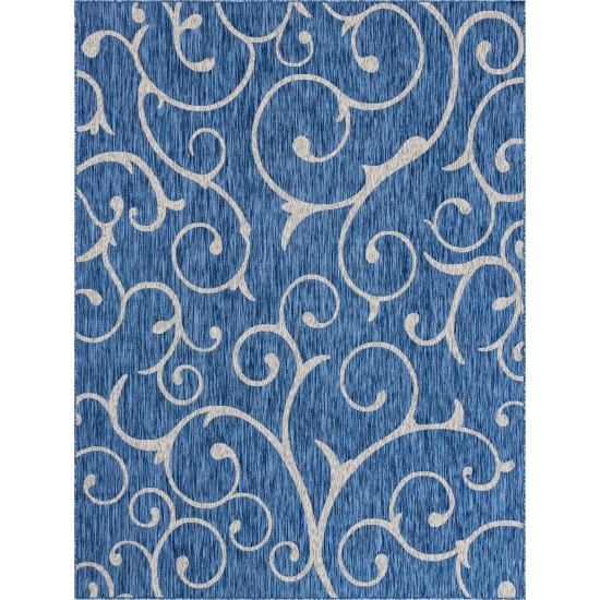 Rug Unique Loom Outdoor Botanical Blue Rectangular 9' 0 x 12' 0