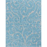 Rug Unique Loom Outdoor Botanical Aqua Blue Rectangular 9' 0 x 12' 0