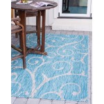 Rug Unique Loom Outdoor Botanical Aqua Blue Rectangular 9' 0 x 12' 0