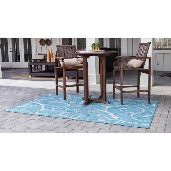 Rug Unique Loom Outdoor Botanical Aqua Blue Rectangular 9' 0 x 12' 0