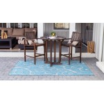 Rug Unique Loom Outdoor Botanical Aqua Blue Rectangular 9' 0 x 12' 0