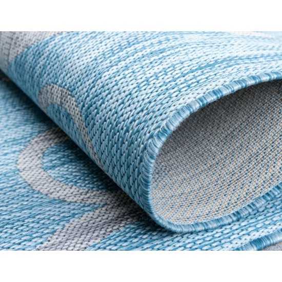 Rug Unique Loom Outdoor Botanical Aqua Blue Rectangular 9' 0 x 12' 0