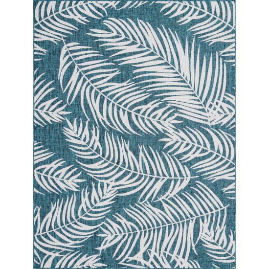 Rug Unique Loom Outdoor Botanical Teal Rectangular 9' 0 x 12' 0