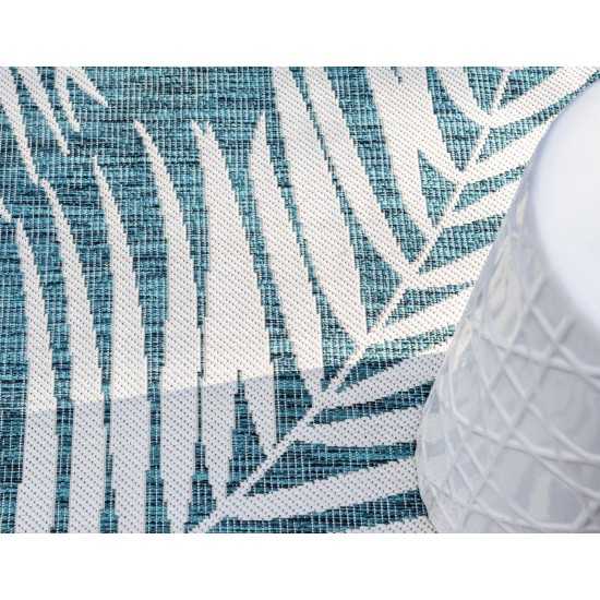 Rug Unique Loom Outdoor Botanical Teal Rectangular 9' 0 x 12' 0