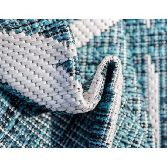 Rug Unique Loom Outdoor Botanical Teal Rectangular 9' 0 x 12' 0