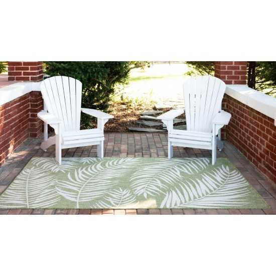 Rug Unique Loom Outdoor Botanical Green Rectangular 9' 0 x 12' 0