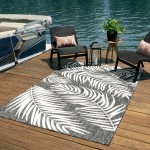 Rug Unique Loom Outdoor Botanical Black Rectangular 9' 0 x 12' 0