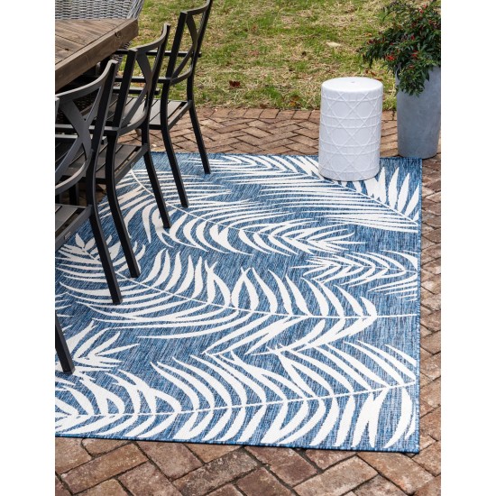 Rug Unique Loom Outdoor Botanical Navy Blue Rectangular 9' 0 x 12' 0