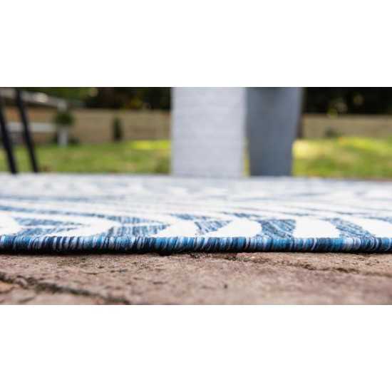 Rug Unique Loom Outdoor Botanical Navy Blue Rectangular 9' 0 x 12' 0