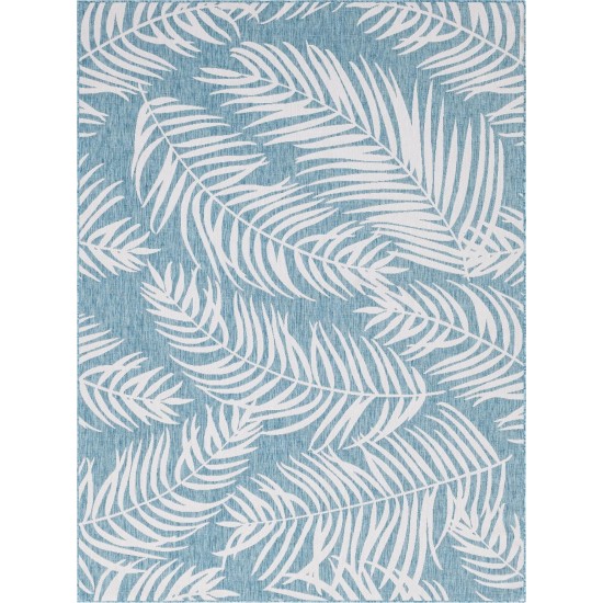 Rug Unique Loom Outdoor Botanical Blue Rectangular 9' 0 x 12' 0