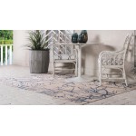 Rug Unique Loom Outdoor Botanical Beige/Navy Blue Rectangular 9' 0 x 12' 0