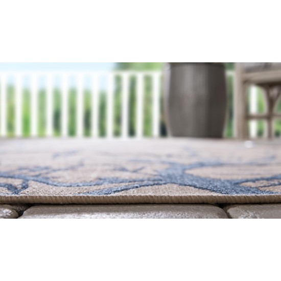 Rug Unique Loom Outdoor Botanical Beige/Navy Blue Rectangular 9' 0 x 12' 0