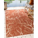 Rug Unique Loom Outdoor Botanical Terracotta Rectangular 9' 0 x 12' 0