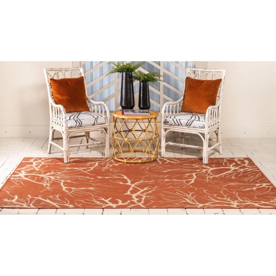 Rug Unique Loom Outdoor Botanical Terracotta Rectangular 9' 0 x 12' 0