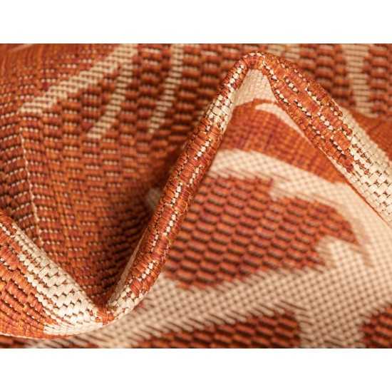 Rug Unique Loom Outdoor Botanical Terracotta Rectangular 9' 0 x 12' 0