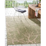 Rug Unique Loom Outdoor Botanical Light Green Rectangular 9' 0 x 12' 0