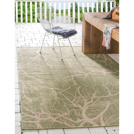 Rug Unique Loom Outdoor Botanical Light Green Rectangular 9' 0 x 12' 0