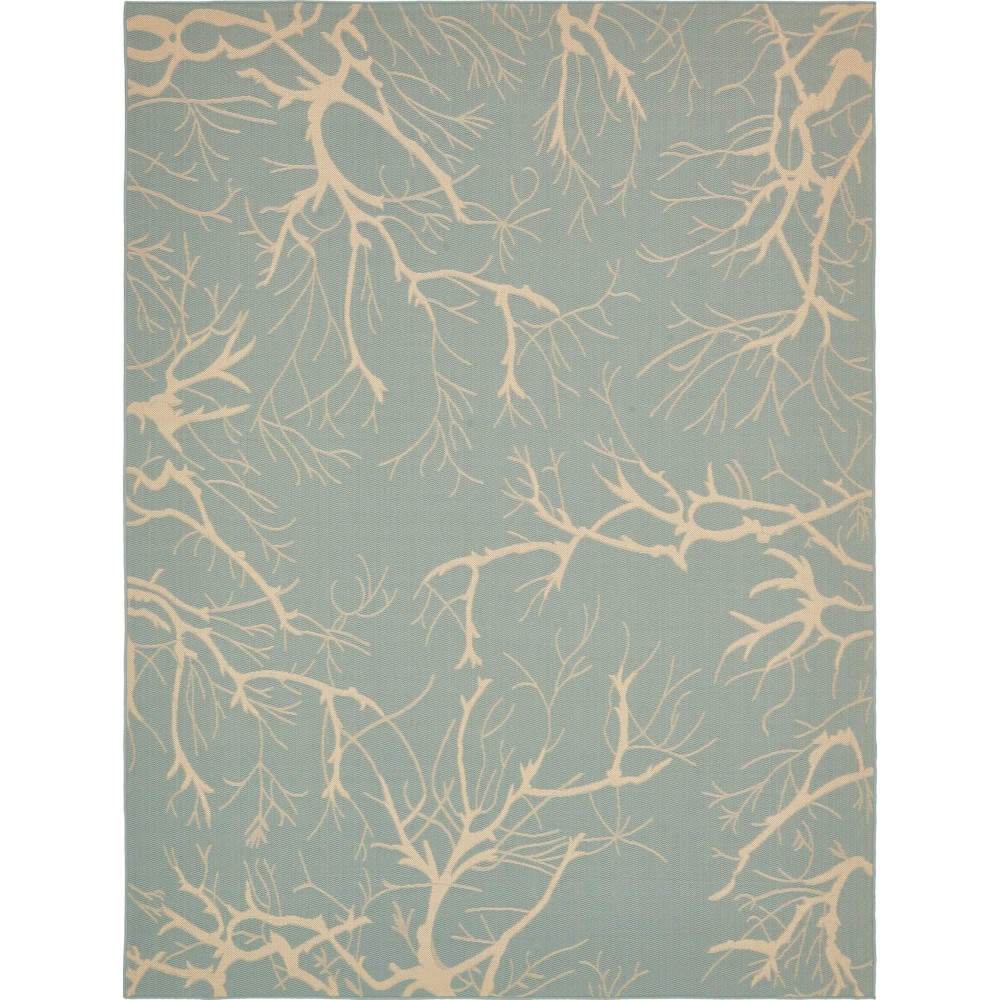 Rug Unique Loom Outdoor Botanical Light Blue Rectangular 9' 0 x 12' 0