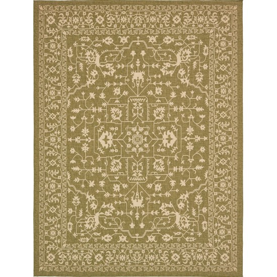 Rug Unique Loom Outdoor Botanical Light Green Rectangular 9' 0 x 12' 0