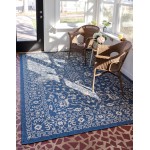 Rug Unique Loom Outdoor Botanical Navy Blue Rectangular 9' 0 x 12' 0