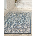 Rug Unique Loom Outdoor Botanical Navy Blue Rectangular 9' 0 x 12' 0