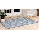 Rug Unique Loom Outdoor Botanical Navy Blue Rectangular 9' 0 x 12' 0