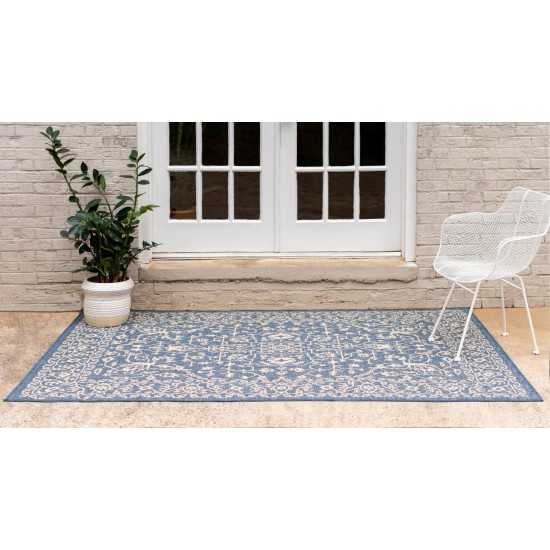 Rug Unique Loom Outdoor Botanical Navy Blue Rectangular 9' 0 x 12' 0