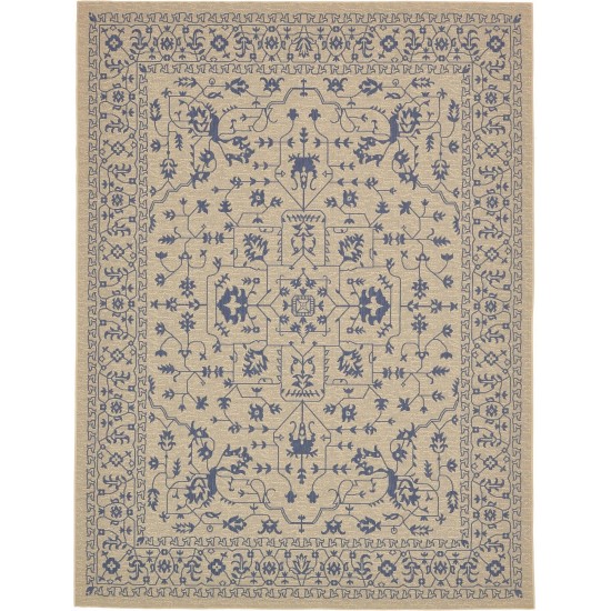 Rug Unique Loom Outdoor Botanical Beige/Blue Rectangular 9' 0 x 12' 0