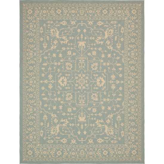 Rug Unique Loom Outdoor Botanical Light Blue Rectangular 9' 0 x 12' 0