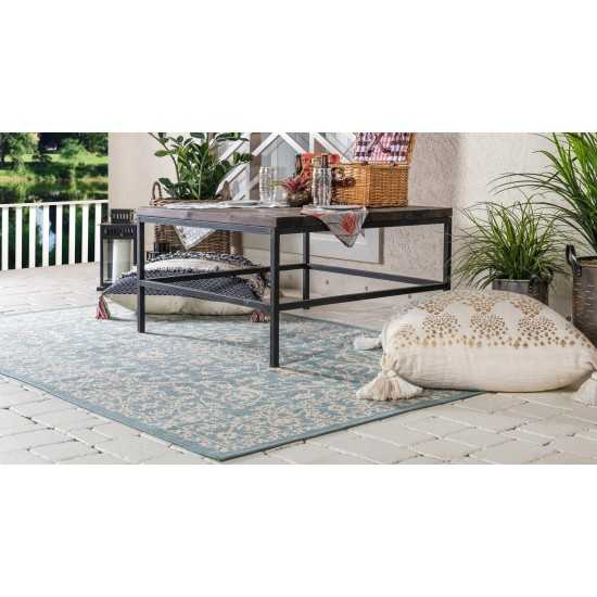 Rug Unique Loom Outdoor Botanical Light Blue Rectangular 9' 0 x 12' 0